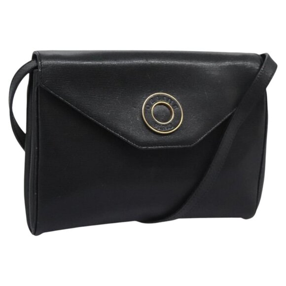CELINE Shoulder Bag Leather Black Gold Auth BD268 - Picture 1 of 16